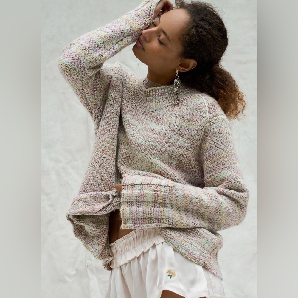 NWT free people gardenia blossom cotton candy pullover oversized large